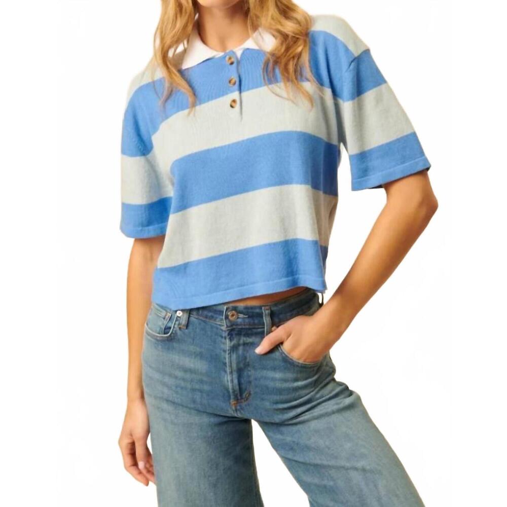 NEW JOHN + JENN tarik top in blue belle